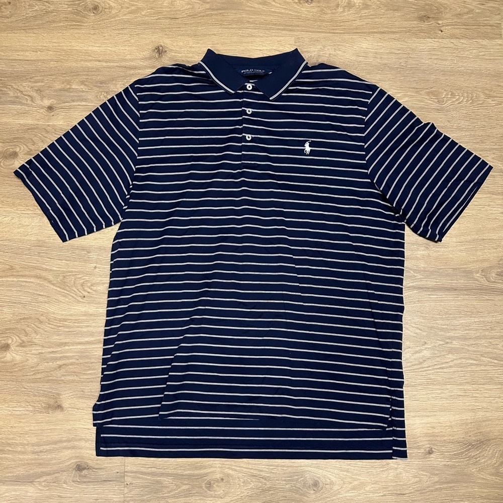 Ralph Lauren Men's Navy and White Striped Polo Shirt